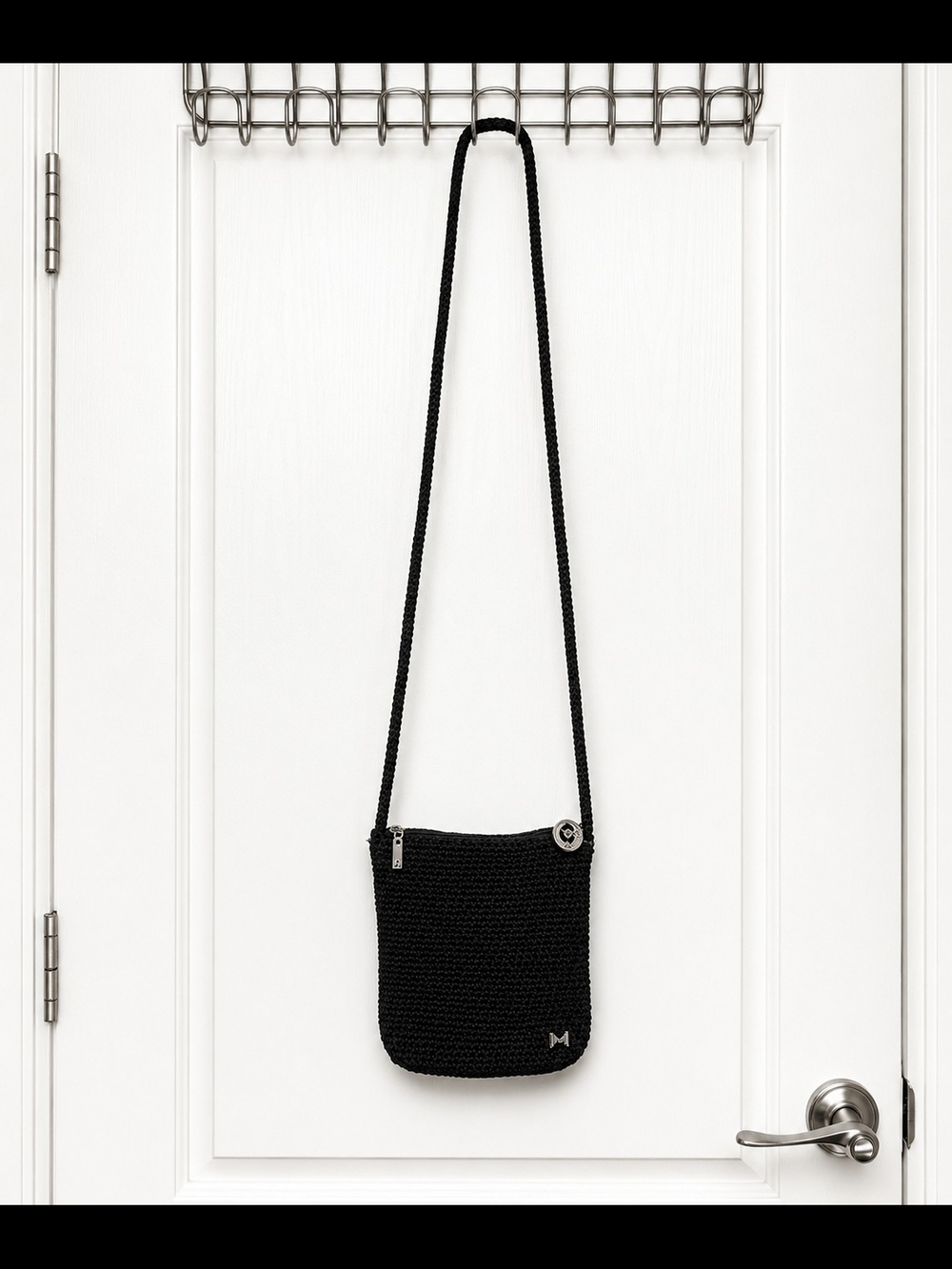 The Sak Black Crocheted Crossbody Bag - Minimalist Shoulder Purse